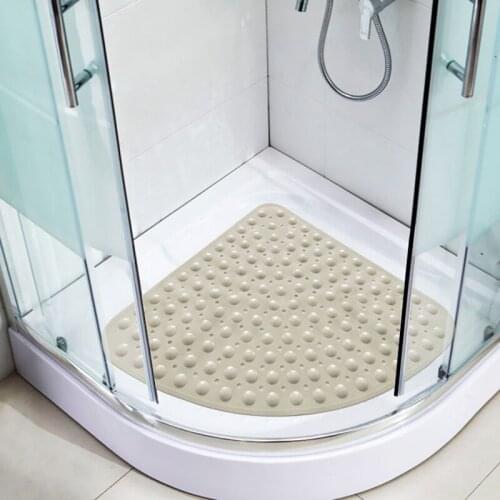 Hotel Toilet Floor Mat Fan-shaped Bathroom Non-Slip Foot Pads Modern Solid Color Shower Rugs Large Size PVC Bath Carpet Foldable