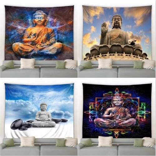 Indian Buddhas Meditation Psychedelic Scene Home Art Decorative Tapestry Hippie Bohemian Decorative Mandala Sheet Sofa Blanket