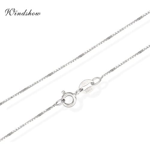 Real Stamped 925 Sterling Silver Plain Slim Italy Box Chain Shoirt Choker Necklace Jewelry for Women Girls 065 Width 40cm 16