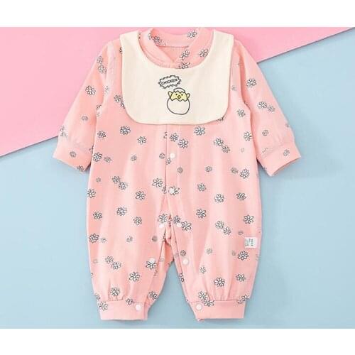 Baby Girl Jumpsuit Long Sleeve Cotton Cartoon Floral Newborn Sleeper Princess First Christmas Rompers Hospital Clothes