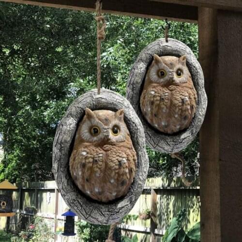 Creative Owl Tree Statue Resin Owl Sculpture Hanging Ornament Outdoor Garden Tree Pendant Decoration Room Garden Decoration