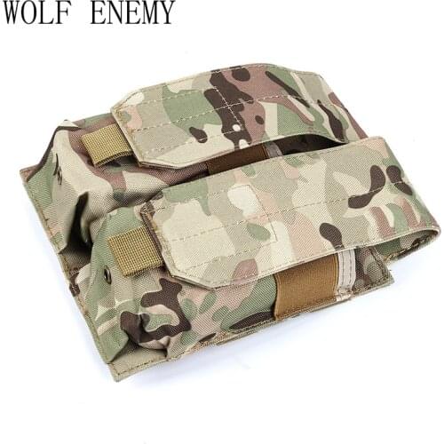 Forest Camouflage Nylon Double M4 5.56 Magazine Clip Pocket Molle System Airsoft Tactical Military Equipment