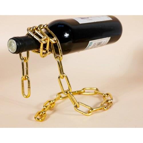 Metal Magic Chain Wine Rack Decoration Magic Hanging Floating Iron Chain Wine Bottle Rack Wine Cellar Bar Display Ornaments