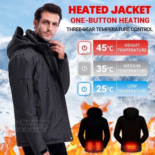 3 Areas Winter Heated Jacket Warm Clothes Thermal USB Men Heated Vest Clothing Winter Windbreaker Coat Ski Hunting Equipment