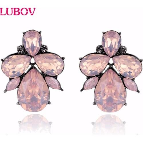 New Design 2018 Opal Stone Stud Earrings Elegant Crystal Earrings Fashion crystal Women Earrings Christmas Party For Women gift