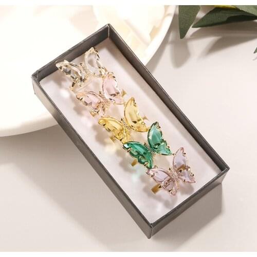 Peixin charm ins wind butterfly ring shiny pop pink purple cute butterfly suitable for womens fashion jewelry gift