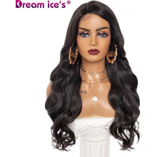 26 " Long Synthetic Wave Curly Lace Wig for Women Black Hair Wig Natural Wavy Heat Resistant Fiber Female Cosplay Wig Dreamice