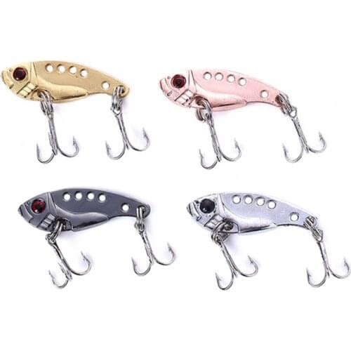 1Pcs 3.5cm 3.5g Metal Spoon Wobbler Fishing Lure Bass Treble With 3 Hooks VIB Lead Fish Artificial bait Fishing Crank Bait lure
