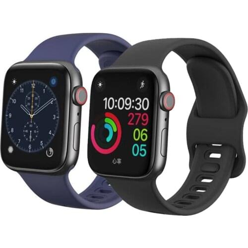 Liquid silicone strap for Apple Watch 6 5 4 SE 3 40mm 44mm 38mm 42mm sport band for iWatch series 6 5 4 3 SE new buckle strap