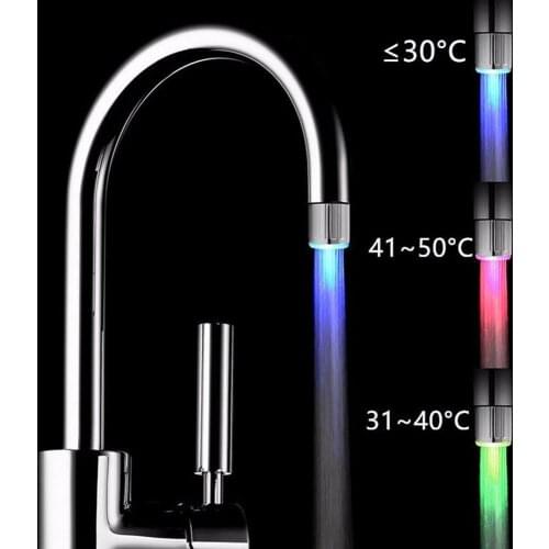 Colorful LED Water Faucet Light 3 Changes Color Depending on water temperature for Kitchen Bathroom Washing Shower