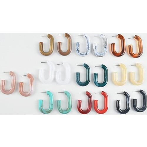 UJBOX Multicolor Korean Acrylic U Shaped Dangle Earrings Temperament Simple Wedding Party Prom Drop Earrings Jewelry Bijoux
