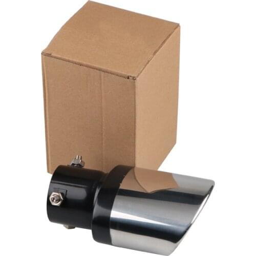 Black Universal 63X105 mm Car Exhaust Tips SUV Auto Stainless Steel Muffler Oval with 3 Bolt Exhaust Pipe Direct Plug-in Escape