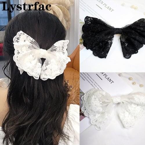 Lystrfac Ins New Lace Bowknot HairClip for Women Female Fashion Mesh Hairpin Ponytail Barrettes Women Hair Accessories