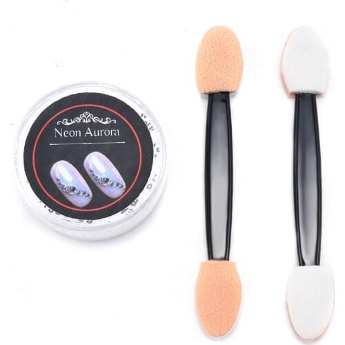 1 Pcs Nail Art Glitter Neon Powder Laser Powder Glass Colorful Color-changing Mirror Powder with 2 Brushes Nail Decoration 0.2g
