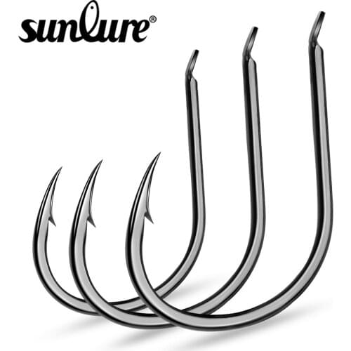 1000pcs/box High Carbon Steel Hooks for Fishing and Baits Size 3#-15# Black Fishing Jig Hooks High Qulity Fishing Single Hook