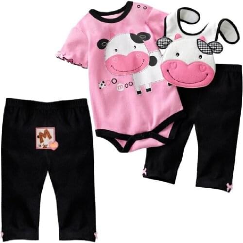 Hooyi 2018 Baby Girls Clothing Sets Milk Bodysuit Bibs Pants Suits baby girl clothes newborn jumpsuits 100% Cotton pajamas suit