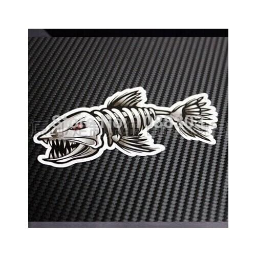 5pcs COOL Less auspicious Fish Personality Outdoor Fishing Car Sticker Fish Bone Motorcycle Decals Skull Fish