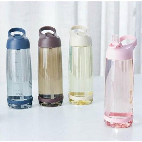 550ml/850ml/1000ml Outdoor Portable Eco-friendly Plastic Water Bottle Big Capacity Travel Sports Drinkware With Straw And Handle