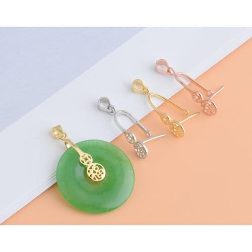 S925 sterling silver DIY accessories, safety buckle buckle amber beeswax jade pendant clasp head clip