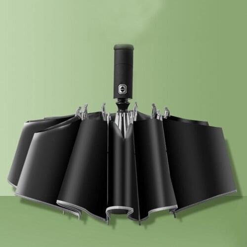 Automatic Umbrella with Reflective Stripe Reverse Led Light Umbrella Three Folding Inverted 10 Ribs Windproof Umbrellas Travel