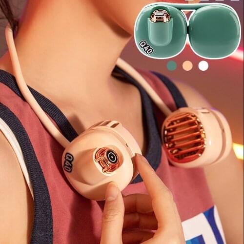 Mini Bladeless Fan Neck Fan Desktop Home Outdoor Folding Air Cooler USB Rechargeable Fan Mute Sports Fans