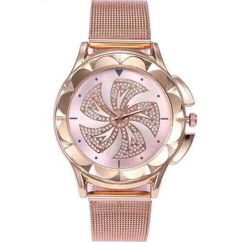 Montre Fashion Women Rose Gold Colorful Dial Windmills Wrist Watch Luxury Casual Quartz Watch Relogio Feminino Drop Shipping