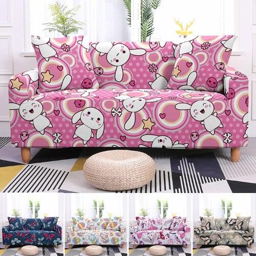 Rabbit Bunny Pattern Slipcovers Sofa Cover Elastic Sofa Cover For Living Room Couch Cover Sofa Towel Single/Two/Three/Four-seat