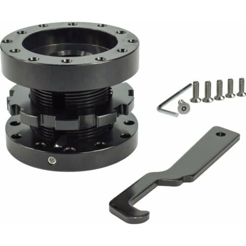 BLACK ADJUSTABLE 40MM TO 70MM STEERING WHEEL SPACER BOSS HUB KIT