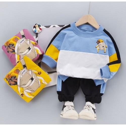 Spring Autumn Children Fashion Clothes Baby Boys Girls Letter Patchwork Sweatshirt Pants 2Pcs Sets Kids Toddler Tracksuit