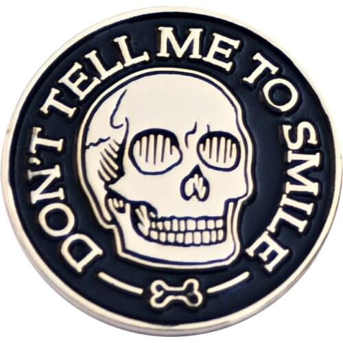 Don't Tell Me To Smile Feminist Skull Enamel Pin