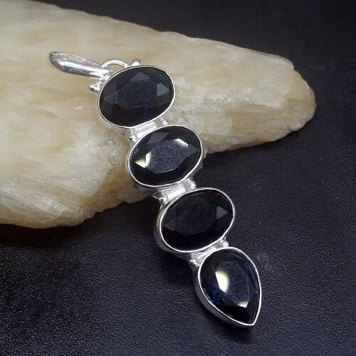 Gemstonefactory Jewelry Big Promotion 925 Silver Rare Sapphire Blue Topaz Fashion Women Ladies Gifts Necklace Pendant 0786