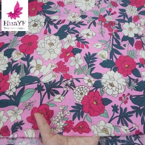 Hot Sale Pink Floral Print Twill Cotton Fabric DIY Handmade Sewing Patchwork Baby Cloth Bedding Textile Quilting Tilda Tissus