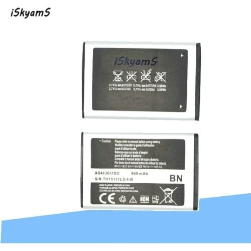 ISkyamS 10pcs/lot 960mAh AB463651BU Battery For Samsung S3650 S5600 S5610 S5630C C3370 C3200 C3518 F400 F408 F270 S5296 C3322
