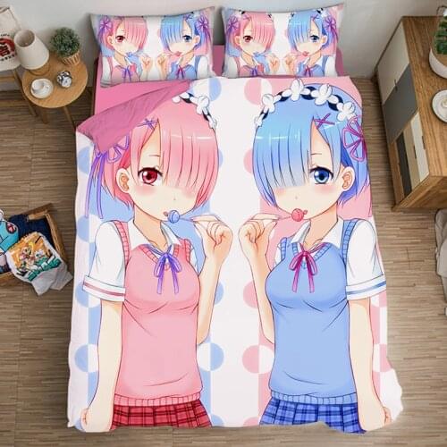 Anime Re:Life In A Different World From Zero Bedding Set Duvet Covers Rem Comforter Bedding Sets Bedclothes Bed Linen 07