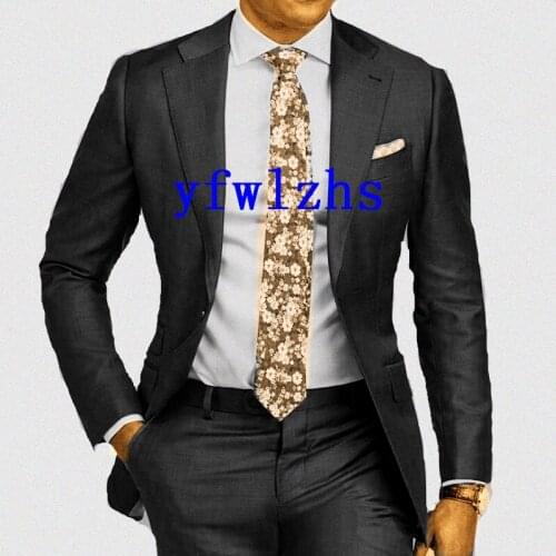 Handsome Groomsmen Notch Lapel Groom Tuxedos Wedding Dress Men Suits Blazer Prom Dinner (Jacket+Pants+Tie) K269