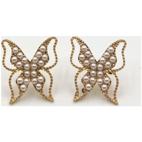 Sweet personality perfect fashion female fashionable pearl butterfly 925 silver earrings A58-7
