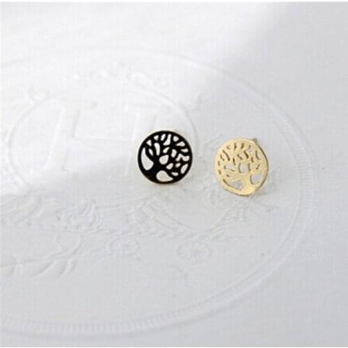 Fashion Hollow Tree Earring Jewelry A tree In A Circle Tree Of Life Earrings Jewelry For Women Trendy Stud Earrings