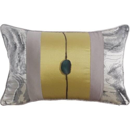 Natural Gem Cushion Cover Gold Grey Patchwork Waist Pillow Cover Home Decor Living Room Sofa Cushion 30x50cm