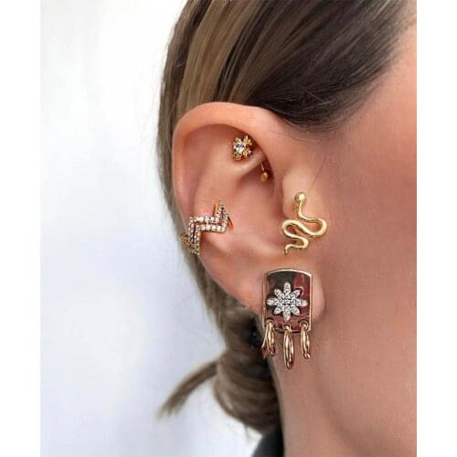 Stainless Steel Snake Stud Earrings For Women 2021 Women 's Stud Earrings Fashion Snake Shape Trendy Cute Korean Indian Jewelry