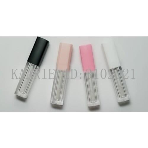 1.5ml 50/100pcs Plastic Cosmetic Lip Gloss Tube with Black/Pink/White/Beige Lid,Empty Clear Mini Lipstick/Lip Balm Sample Bottle