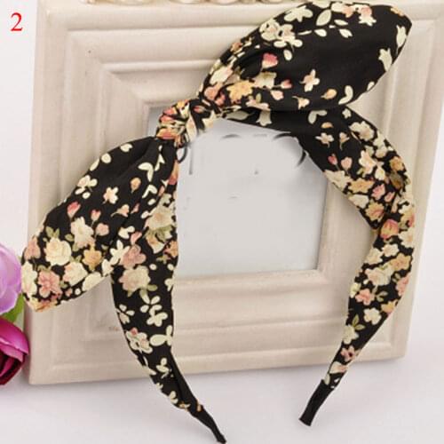 Women Floral Dot printed Bowknot Headband Make up Wash Face Hairband Non-Slip Hair Accessories Fashion Rabbit Ears Hair Hoop