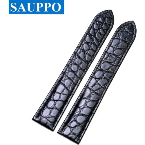 SAUPPO Crocodile Skin Leather Watch Band suitable for Cartier Tank Solo Watch Strap Bands with Round Texture Wriststraps