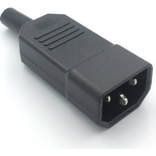 1pcs New Wholesale Price 10A 250V Black IEC C14 Male Plug Rewirable Power Connector 3 pin ac Socket