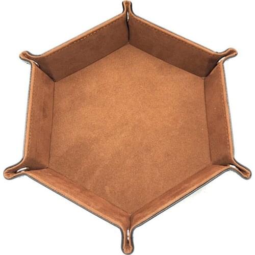 Foldable Dice Rolling Tray Box PU Leather Hexagon Coin Square Tray Dice Holder Candy Holder Storage Box