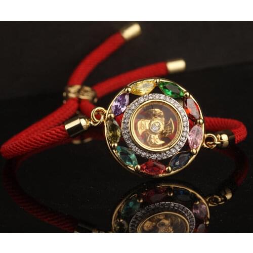2021 Good Luck Pendant Bracelet Lucky Thai Temple Couple Windmill Rotatable Color Gold Copper Bracelet Jewelry for Women
