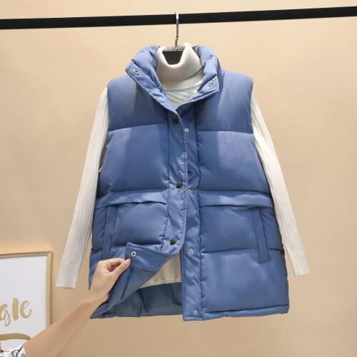 2021 Women Sleeveless Vest Winter Warm Plus Size3XL Down Cotton Padded Jacket Female Veats Mandarin Collar Sleeveless Waistcoat