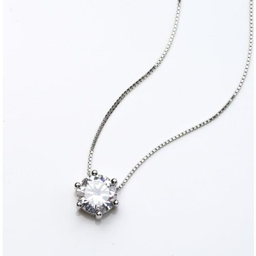 925 Sterling Silver Six Claw Crystal Round Bead Charm Necklace For Women Wedding Party Jewelry Accessories Choker dz512