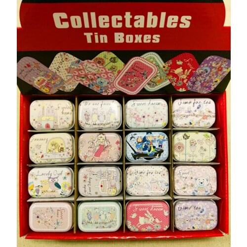 32pcs/box Cartoon Dance Girl print Tin Box Metal Coin Saver Small Jewerly Case Pill case 16 designs Chocolate Box