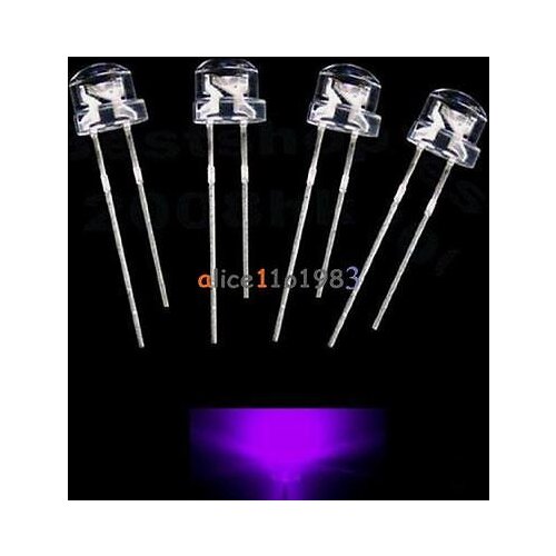 100PCS 5mm Straw Hat UV Purple Super-Bright LED Light Emitting Diode