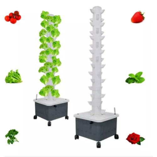 Indoor Garden 15 Layer 45 Plants Sites Vertical Hydroponic Tower with Pump and Movable Water Tank